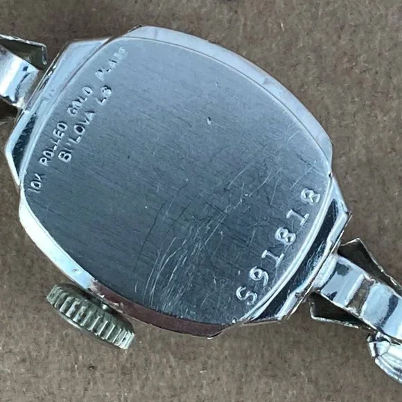 Vintage Bulova Diamond Watch 23 Jewel MVT.10K White Gold Filled Spinel Bracelet - Picture 6 of 7
